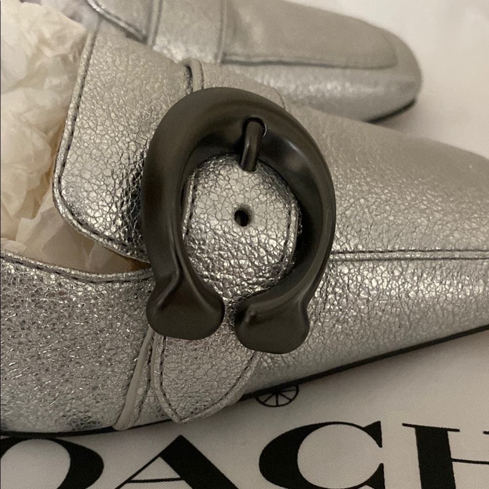 Coach Silver Block Heel Pumps with Square Toe - Picture 5 of 8